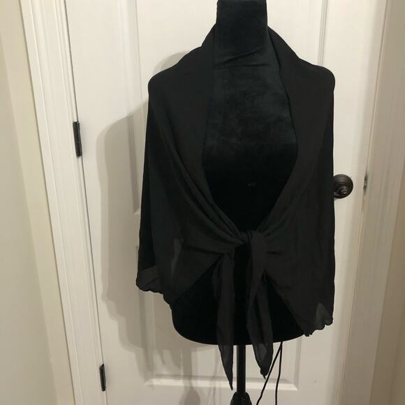 Dotti Womens ShawlOne Size Black Soft Chiffon Wrap‎ Tie Front Beach Casual NWT - Picture 4 of 10